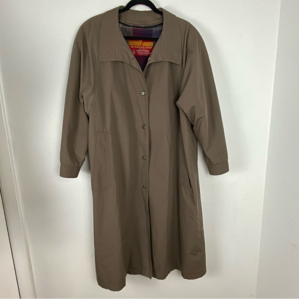 Vintage Winning Edge Womens Tan Trench Coat All-weather Office Career Academia - Picture 14 of 15